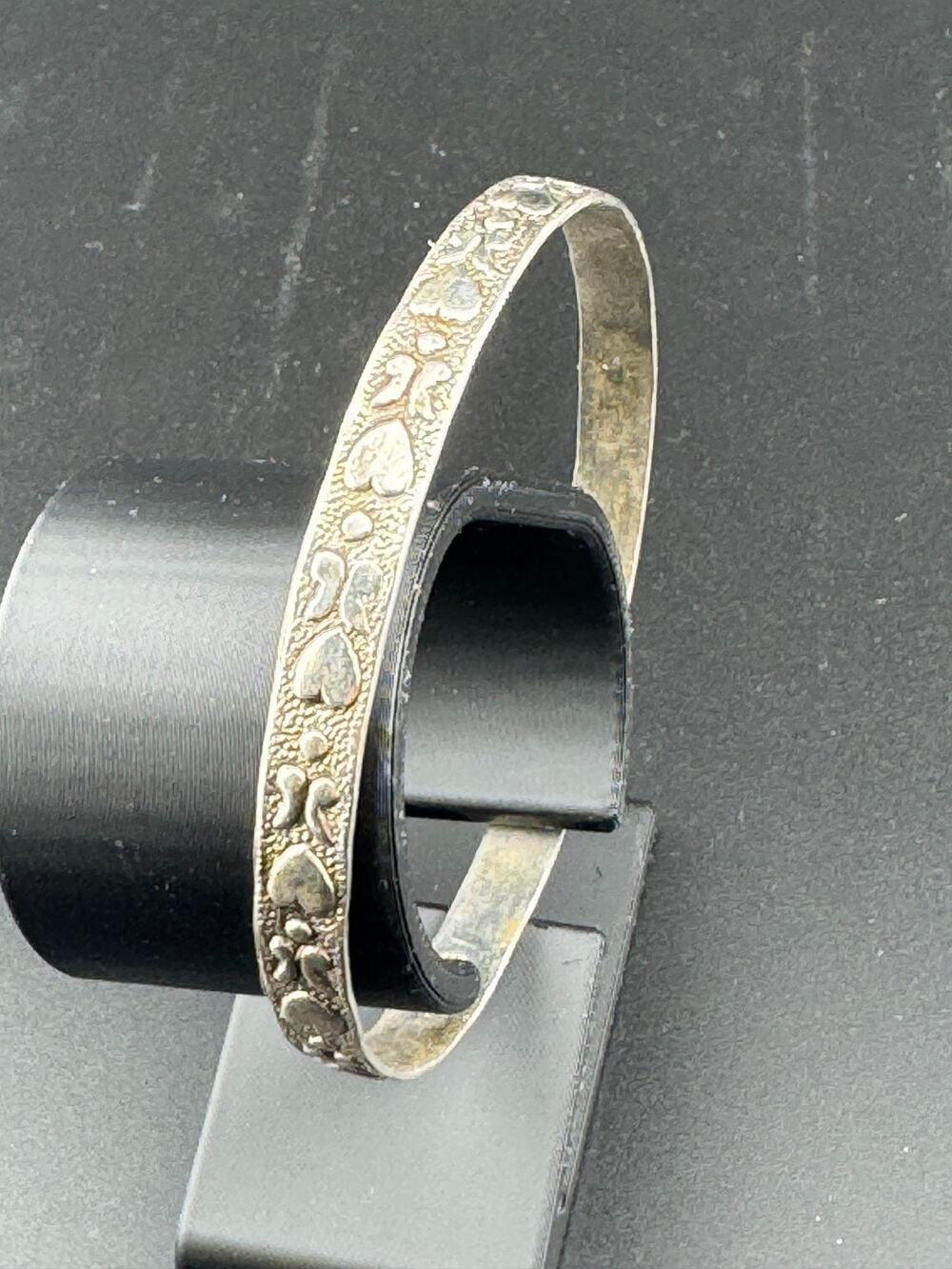 Vintage Sterling Silver Heart Cuff Bracelet Mexico 925